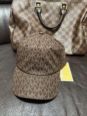 Michael Kors Dark Brown MK Monogram Baseball Cap